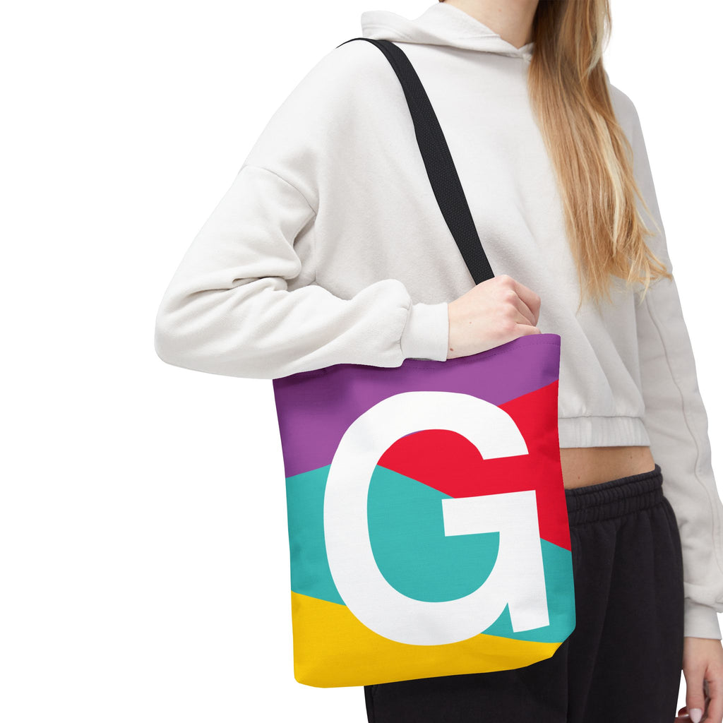 Monogram 'G' Colorblock Tote Bag — Personalized Initial G Shoulder Tote