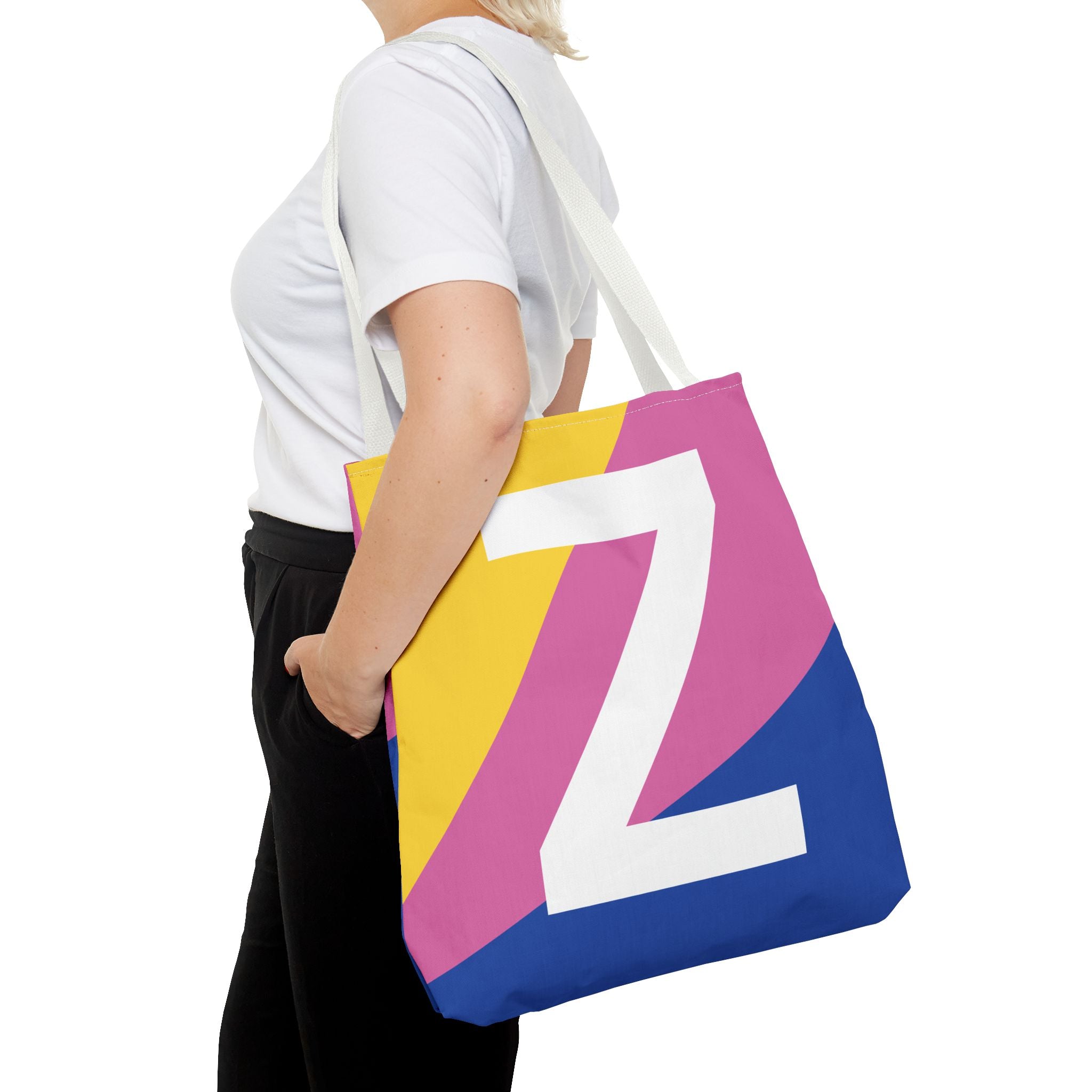 Monogram 'Z' Colorblock Tote Bag — Personalized Initial Z Shoulder Tote