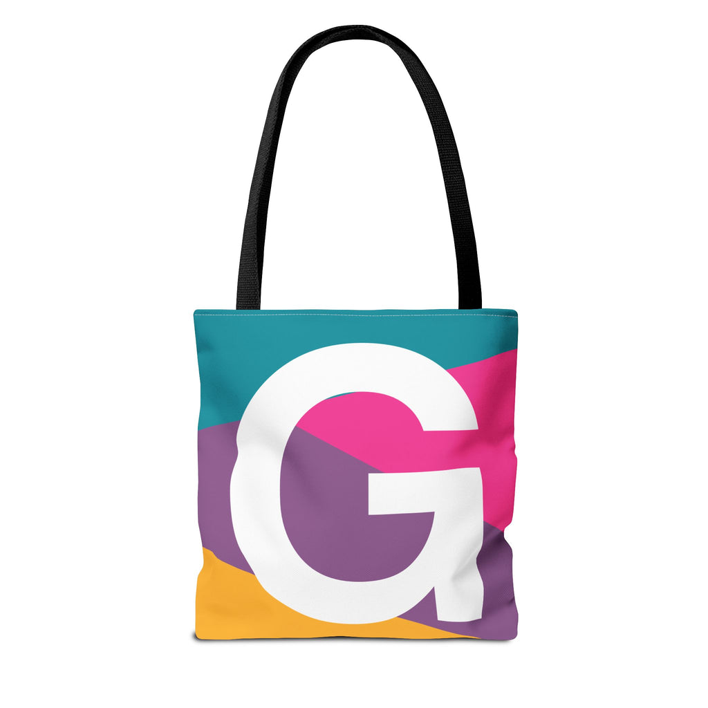 Monogram 'G' Colorblock Tote Bag — Personalized Initial G Shoulder Tote