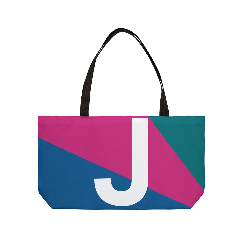 Personalized 'J' Colorblock Tote Bag — Monogram Weekender Tote