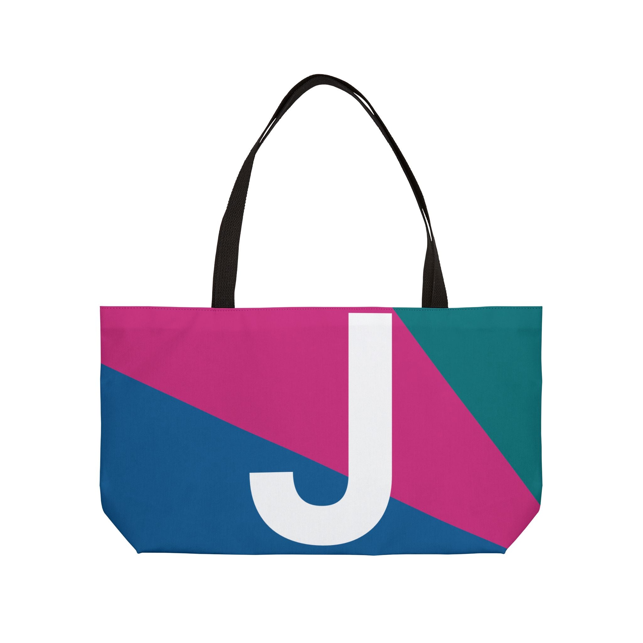 Personalized 'J' Colorblock Tote Bag — Monogram Weekender Tote