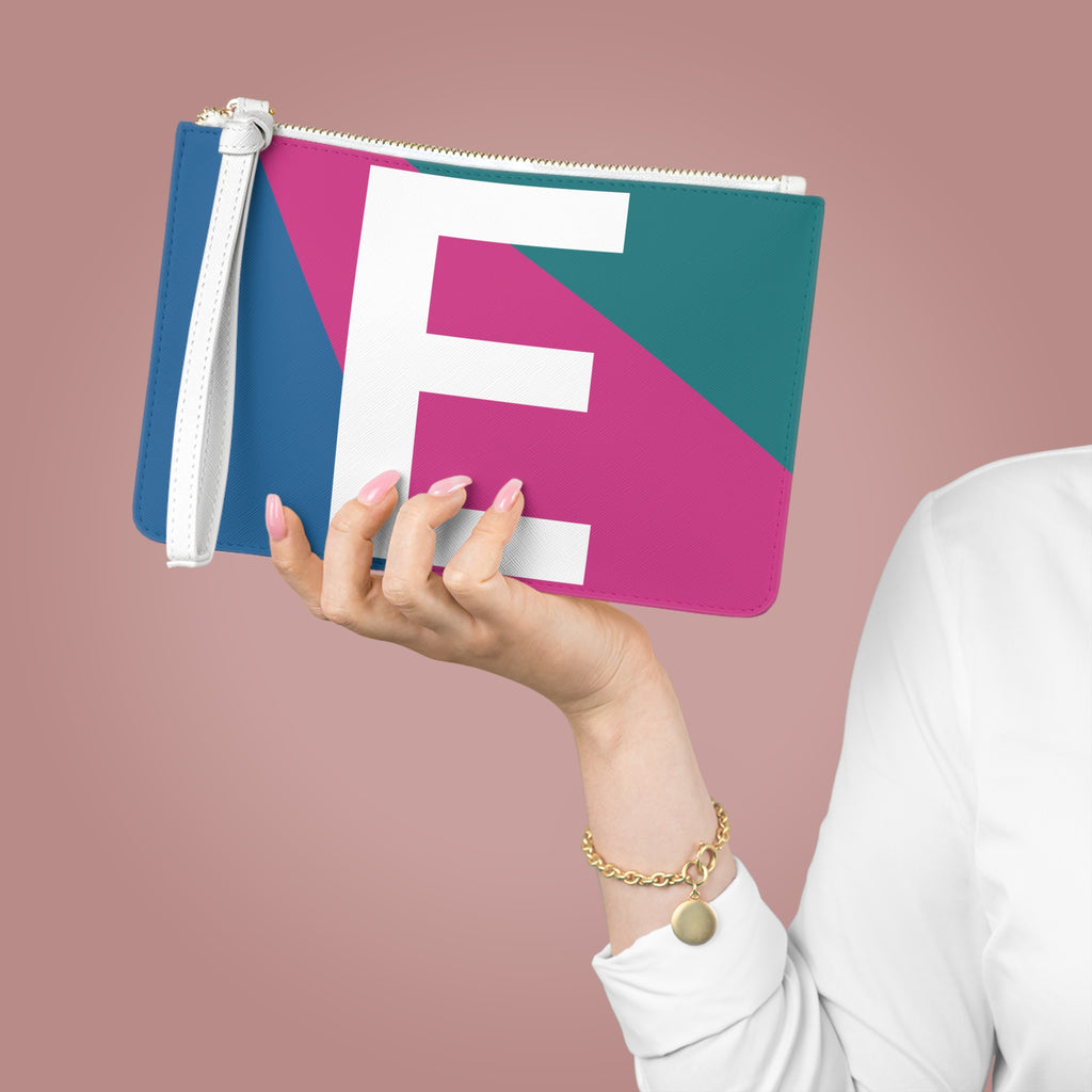 Monogram 'E' Colorblock Clutch Bag — Bold Geometric Wristlet for Everyday & Gifts