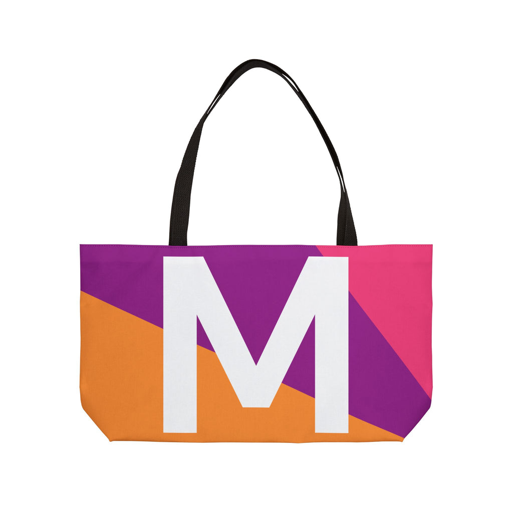 Personalized 'M' Colorblock Tote Bag — Monogram Weekender Tote