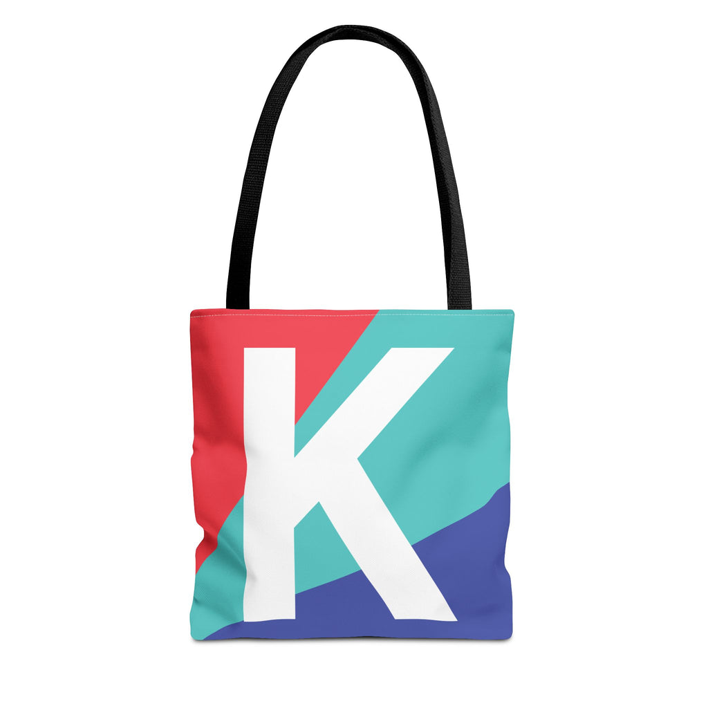 Monogram 'K' Colorblock Tote Bag — Personalized Initial K Shoulder Tote