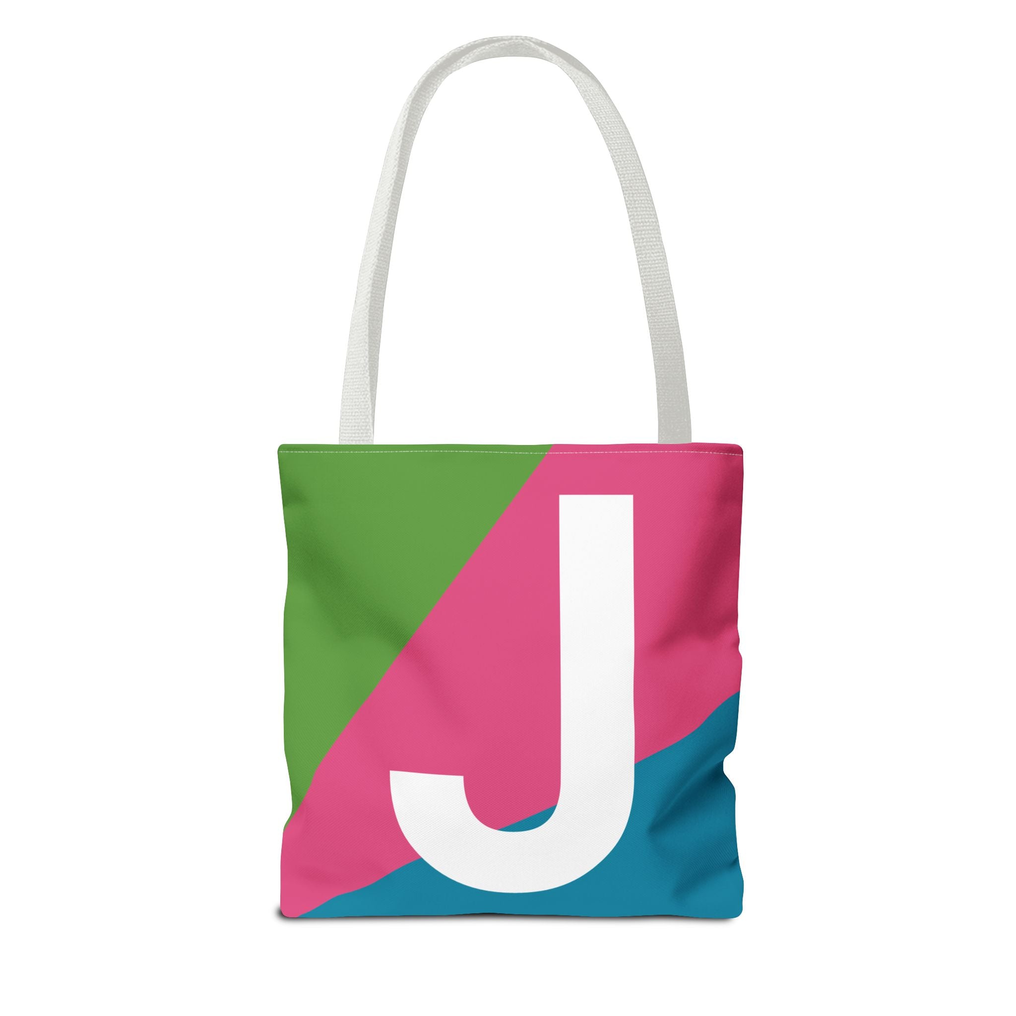 Monogram 'J' Colorblock Tote Bag — Personalized Initial J Shoulder Tote