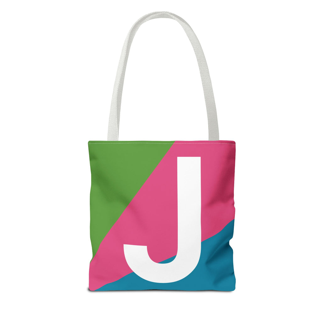 Monogram 'J' Colorblock Tote Bag — Personalized Initial J Shoulder Tote