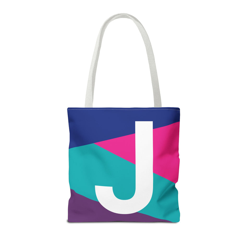 Monogram 'J' Colorblock Tote Bag — Personalized Initial J Shoulder Tote
