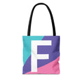 Monogram 'F' Colorblock Tote Bag — Personalized Initial F Shoulder Tote