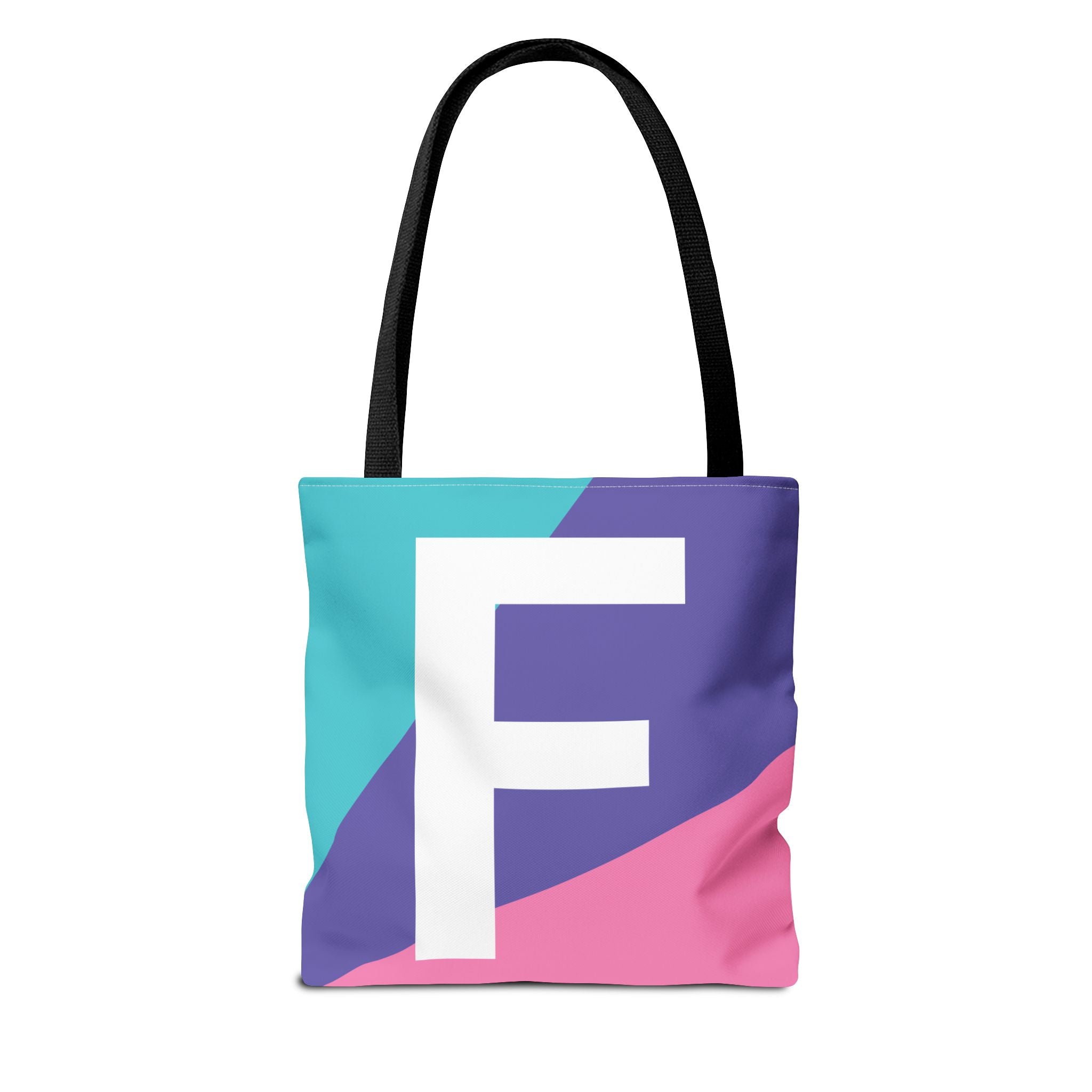 Monogram 'F' Colorblock Tote Bag — Personalized Initial F Shoulder Tote