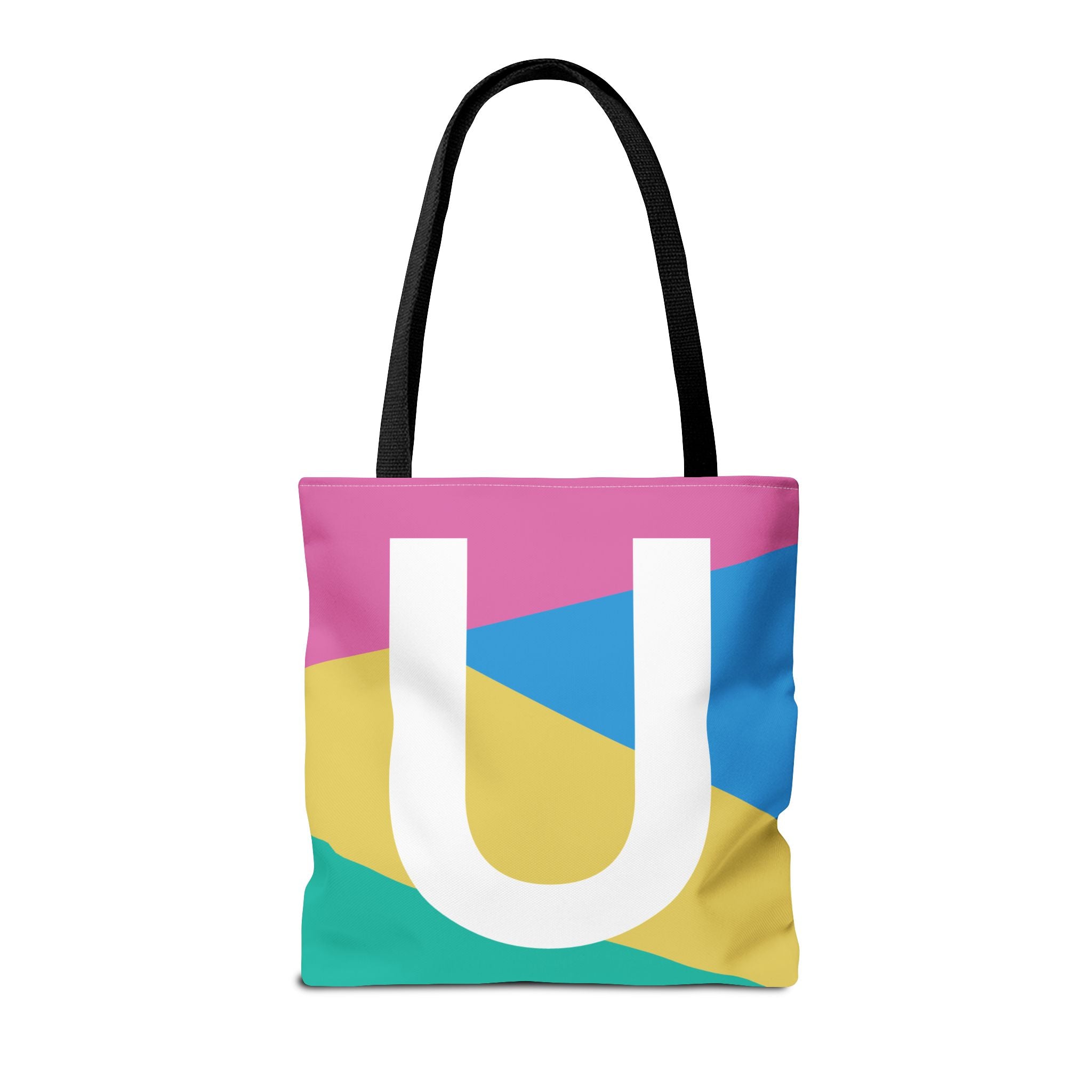 Monogram 'U' Colorblock Tote Bag — Personalized Initial U Shoulder Tote