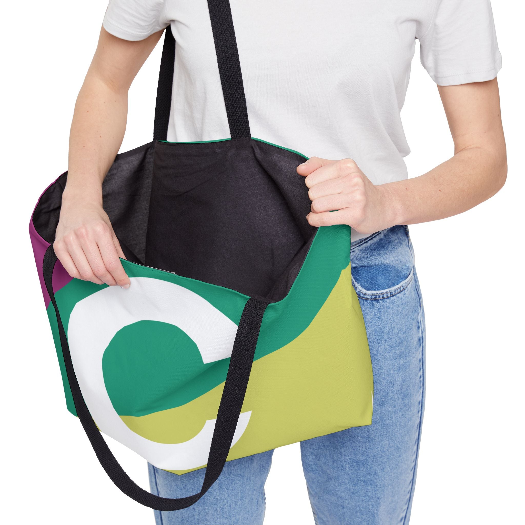 Personalized 'C' Colorblock Tote Bag — Monogram Weekender Tote