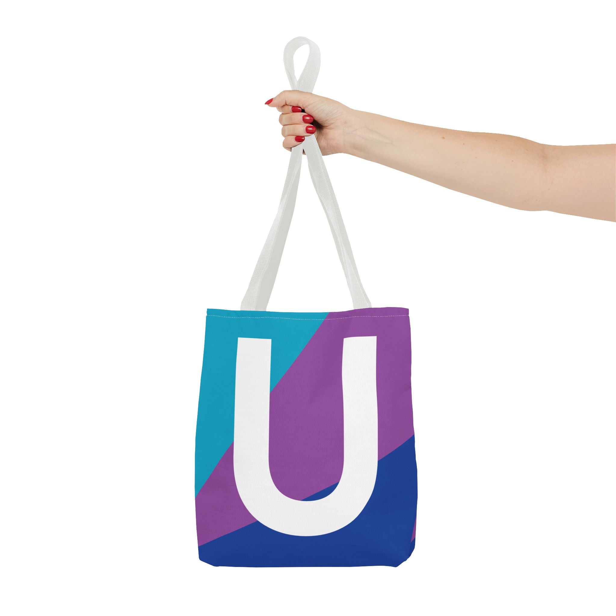 Monogram 'U' Colorblock Tote Bag — Personalized Initial U Shoulder Tote