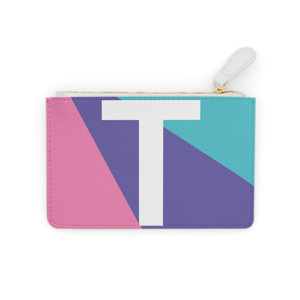 Initial T Mini Clutch — Colorblock Monogram Wristlet Wallet
