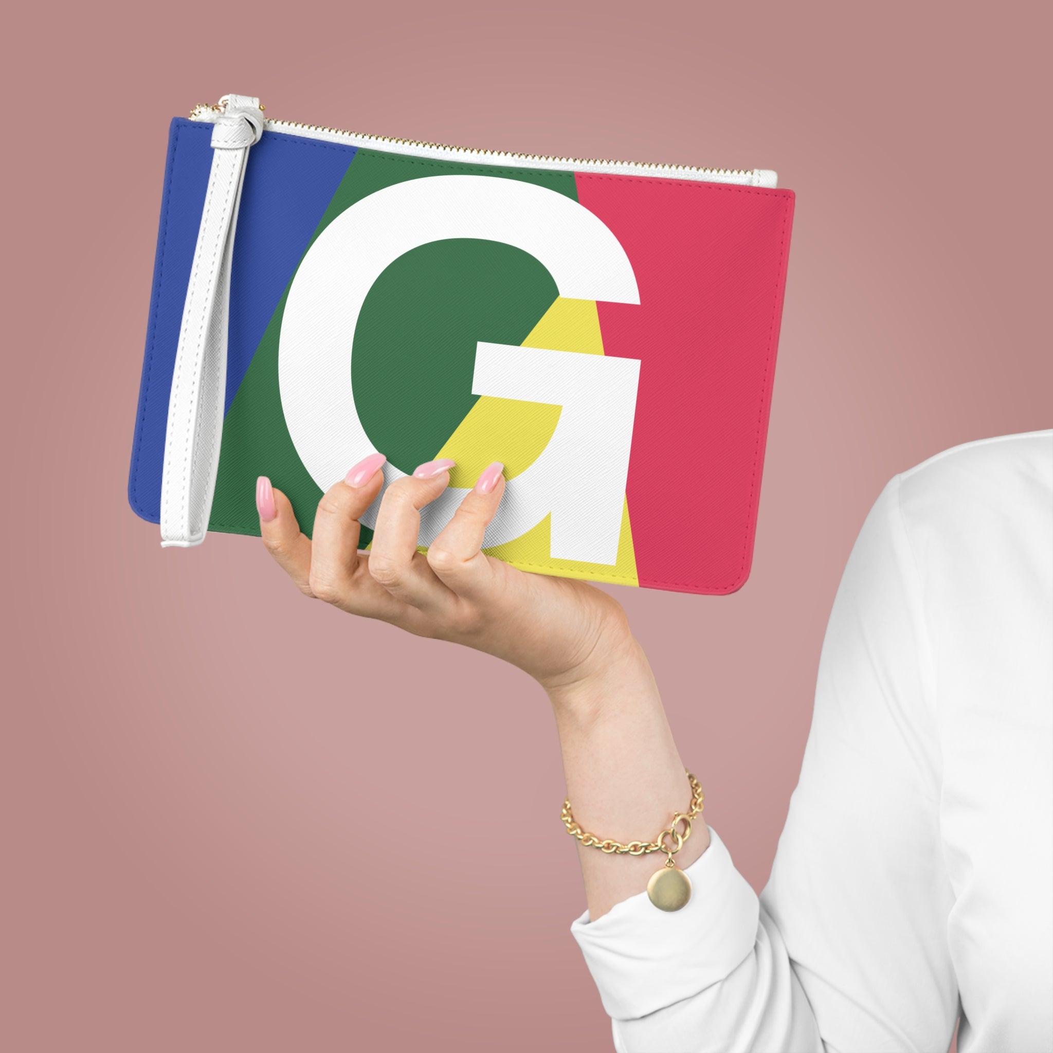 Monogram 'G' Colorblock Clutch Bag — Bold Geometric Wristlet for Everyday & Gifts