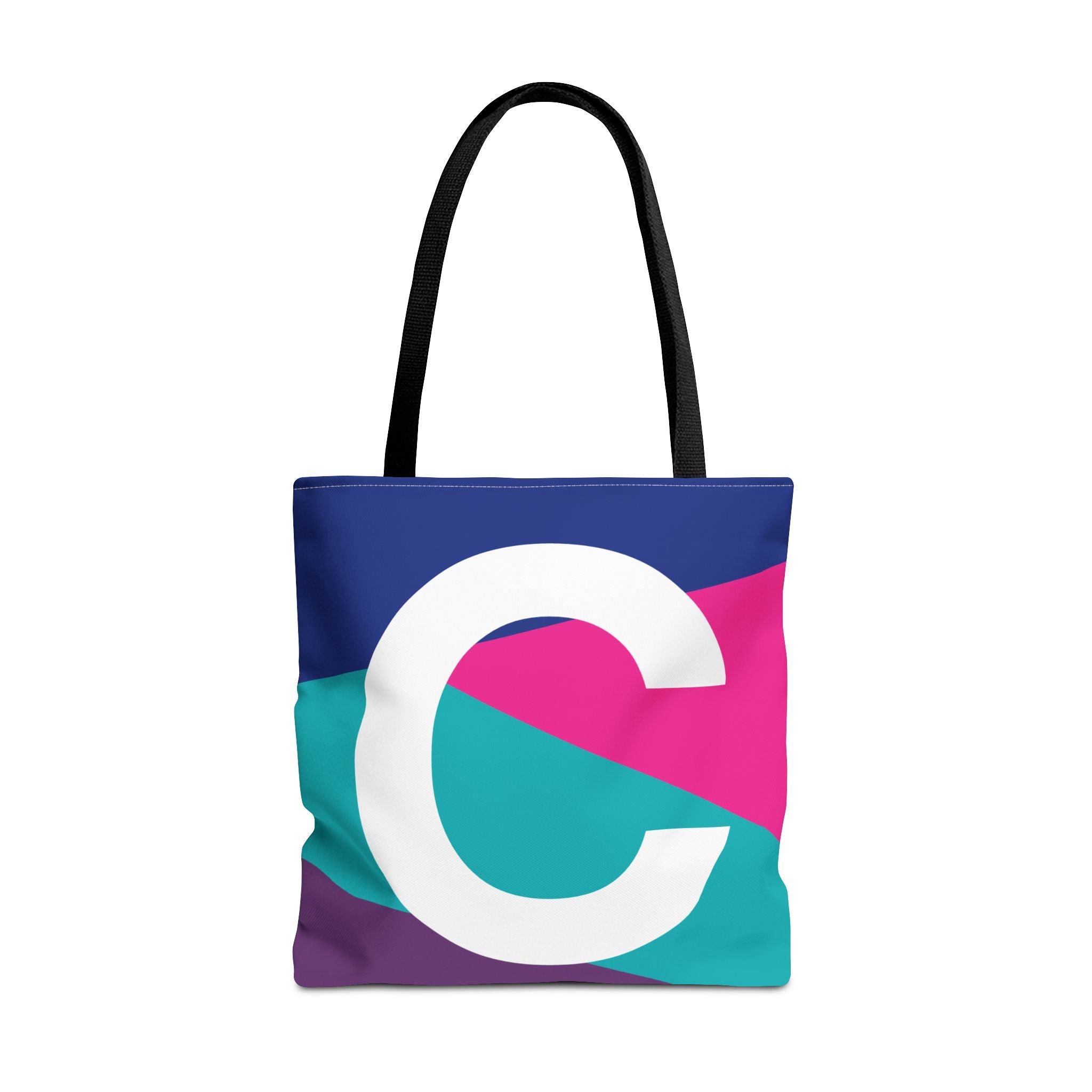 Monogram 'C' Colorblock Tote Bag — Personalized Initial C Shoulder Tote