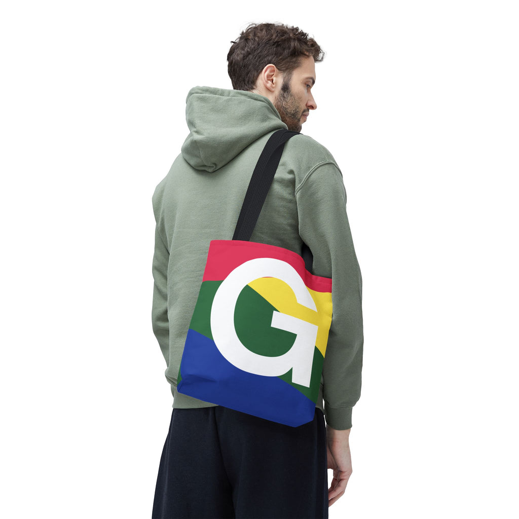 Monogram 'G' Colorblock Tote Bag — Personalized Initial G Shoulder Tote