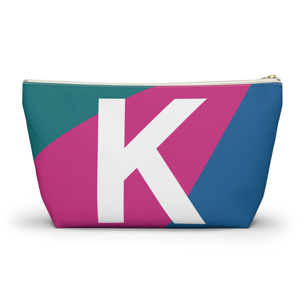 Initials Colorblock Accessory Pouch — Monogram K T-Bottom Cosmetic Bag
