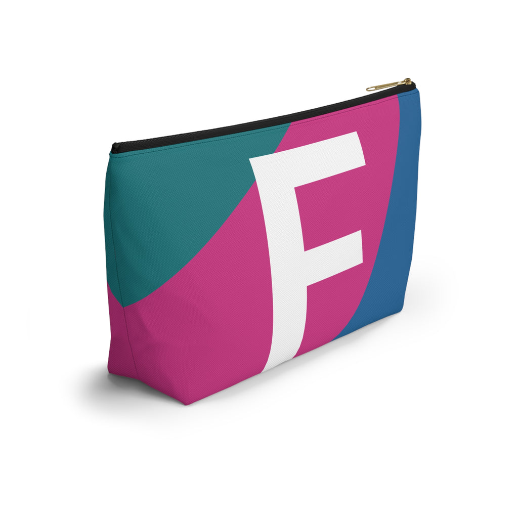 Initials Colorblock Accessory Pouch — Monogram F T-Bottom Cosmetic Bag