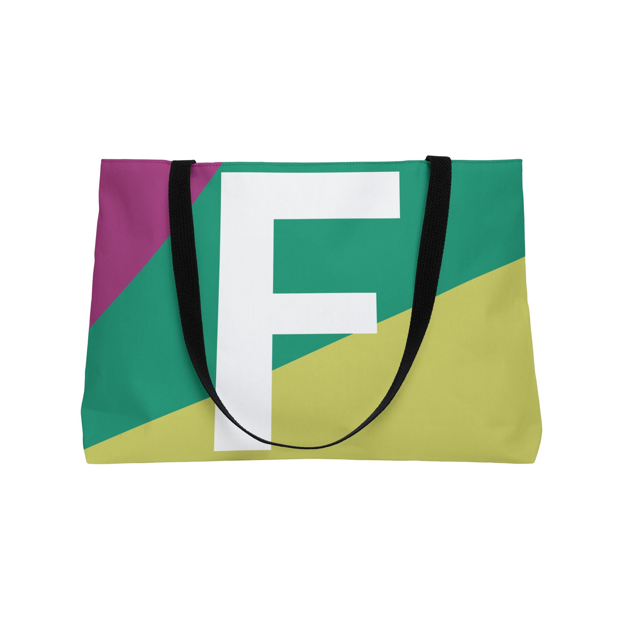 Personalized 'F' Colorblock Tote Bag — Monogram Weekender Tote