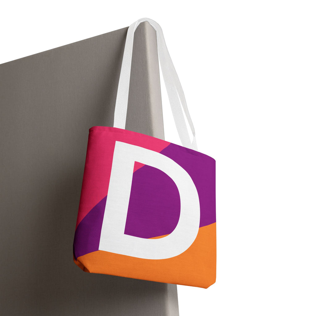 Monogram 'D' Colorblock Tote Bag — Personalized Initial D Shoulder Tote