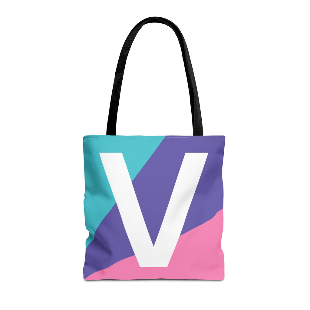 Monogram 'V' Colorblock Tote Bag — Personalized Initial V Shoulder Tote