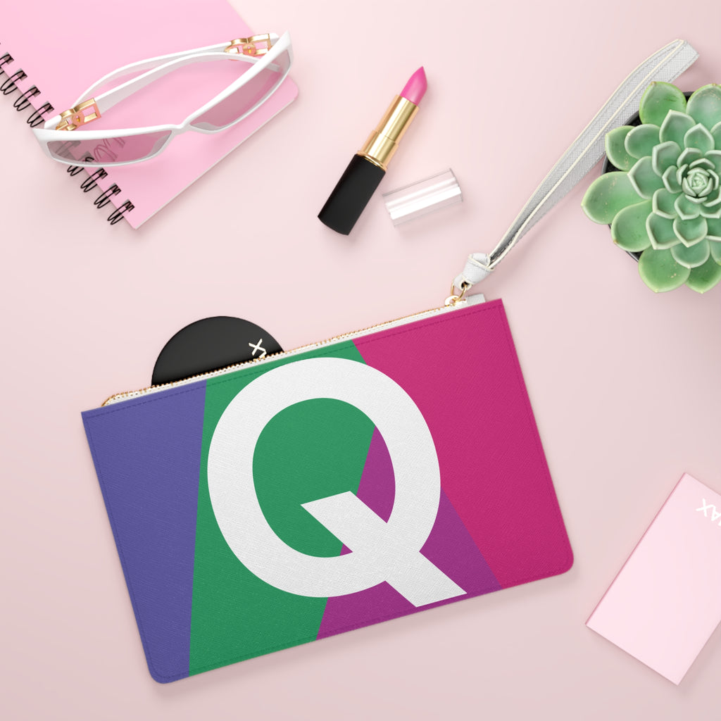 Monogram 'Q' Colorblock Clutch Bag — Bold Geometric Wristlet for Everyday & Gifts