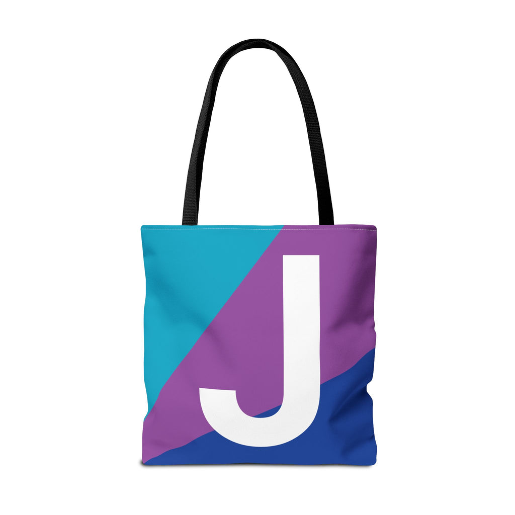 Monogram 'J' Colorblock Tote Bag — Personalized Initial J Shoulder Tote