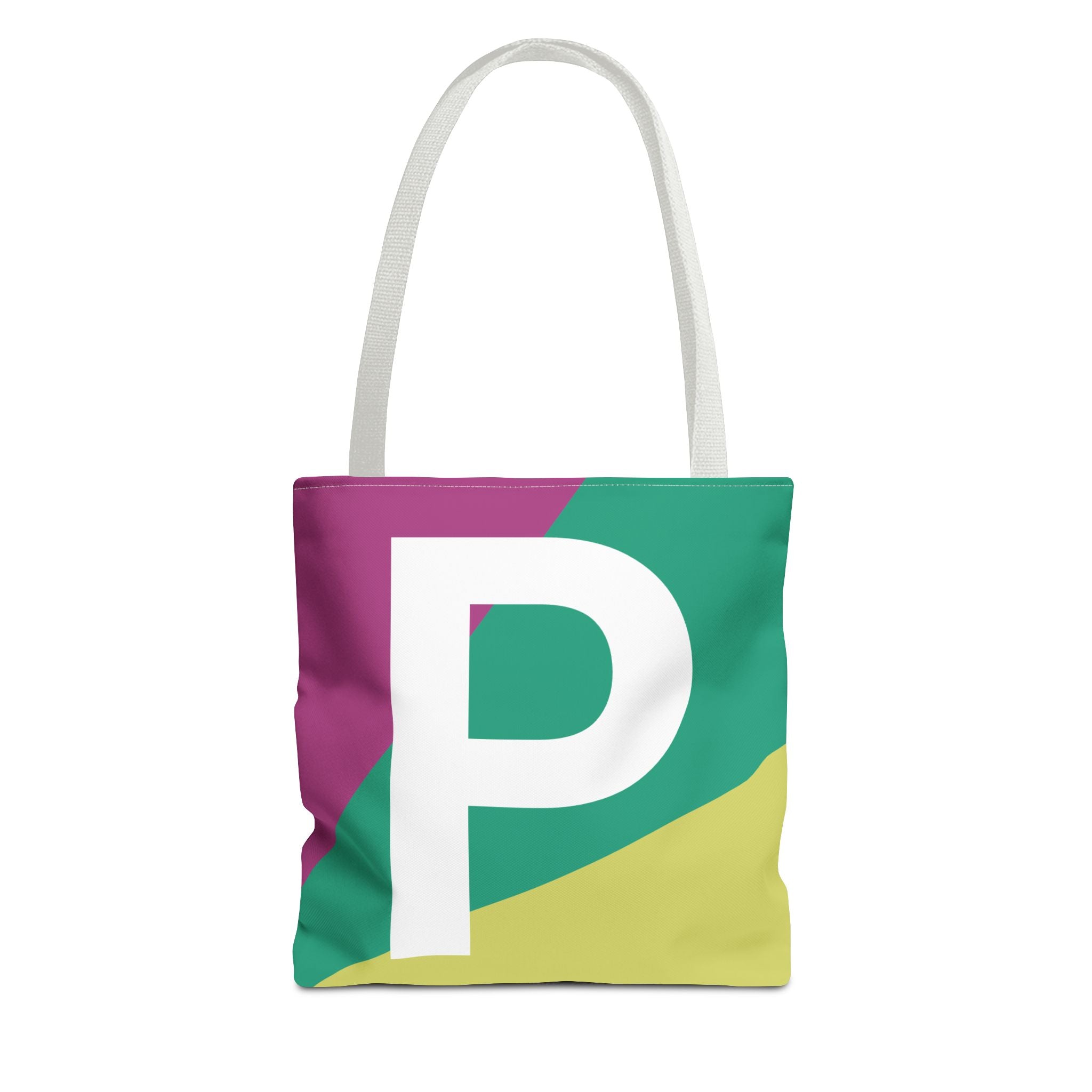 Monogram 'P' Colorblock Tote Bag — Personalized Initial P Shoulder Tote