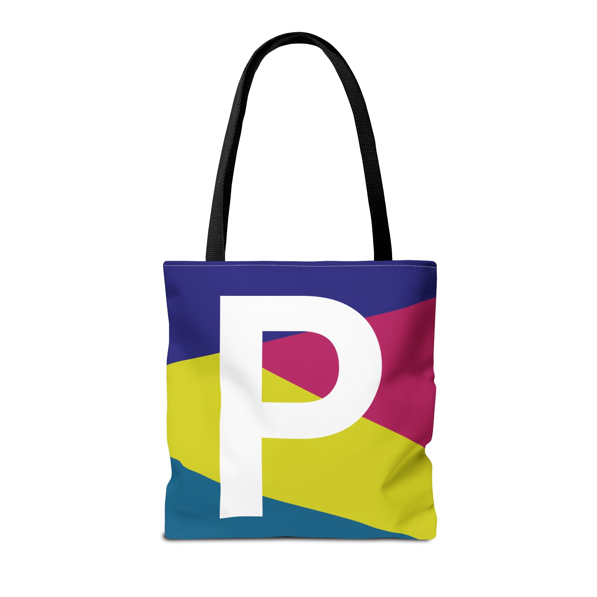 Monogram 'P' Colorblock Tote Bag — Personalized Initial P Shoulder Tote