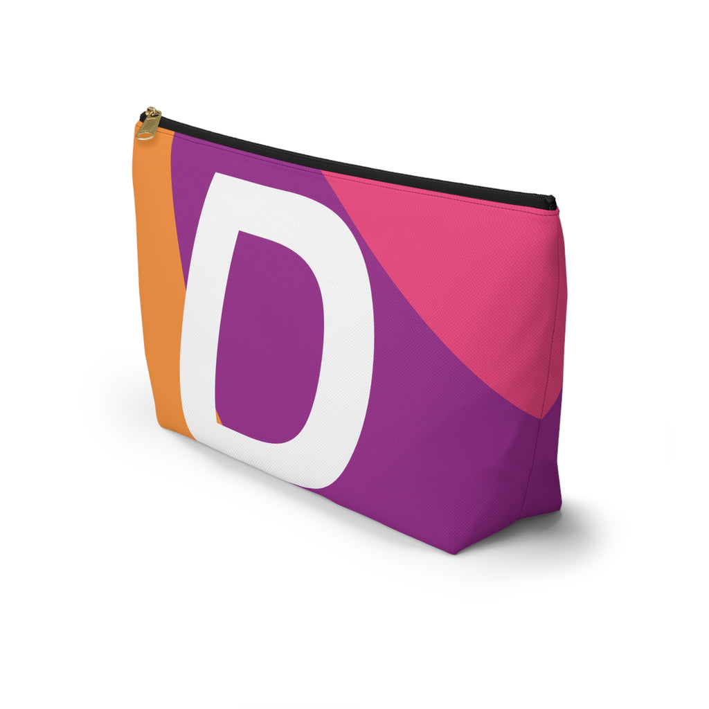 Initials Colorblock Accessory Pouch — Monogram D T-Bottom Cosmetic Bag