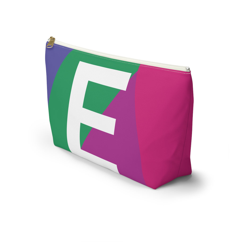 Initials Colorblock Accessory Pouch — Monogram E T-Bottom Cosmetic Bag