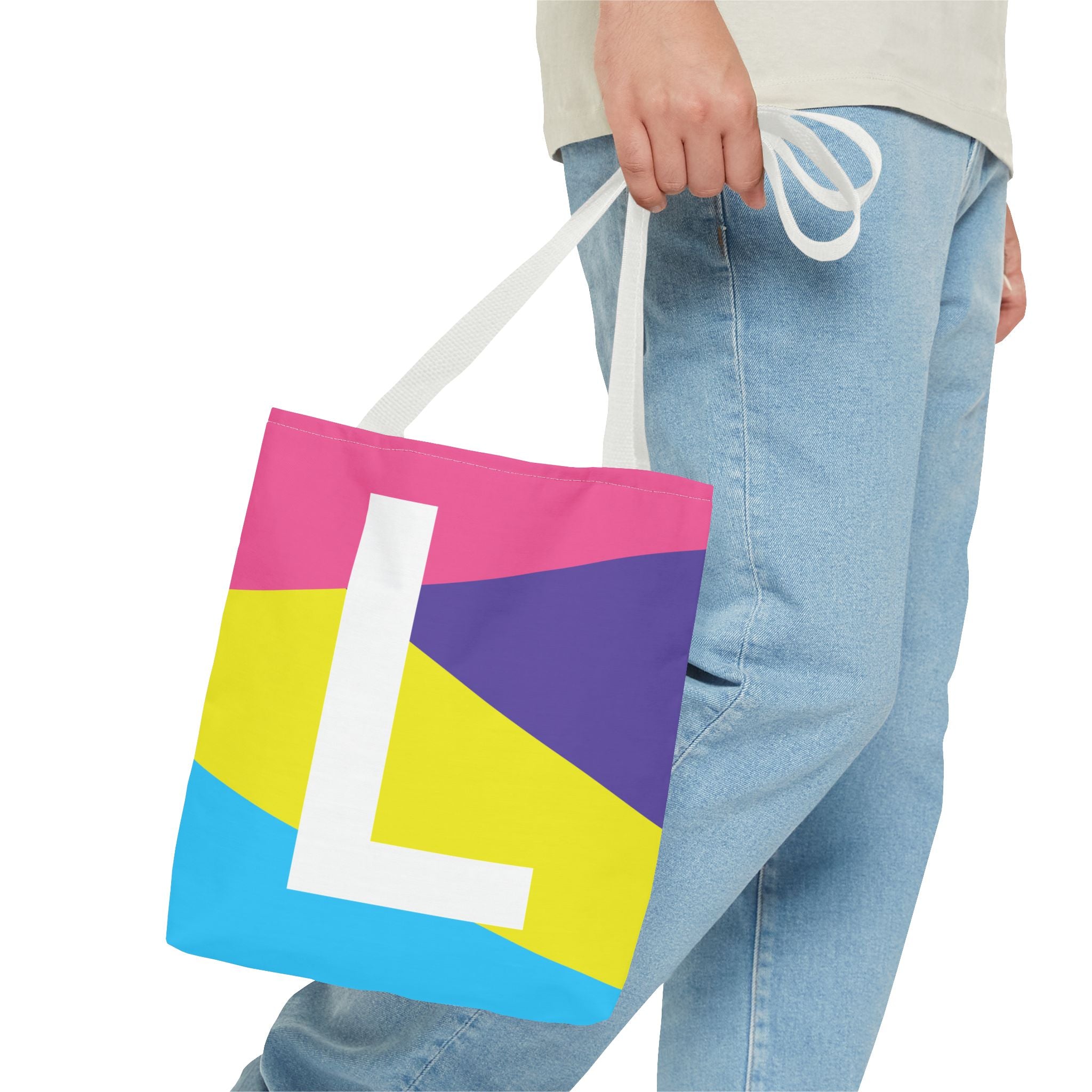 Monogram 'L' Colorblock Tote Bag — Personalized Initial L Shoulder Tote