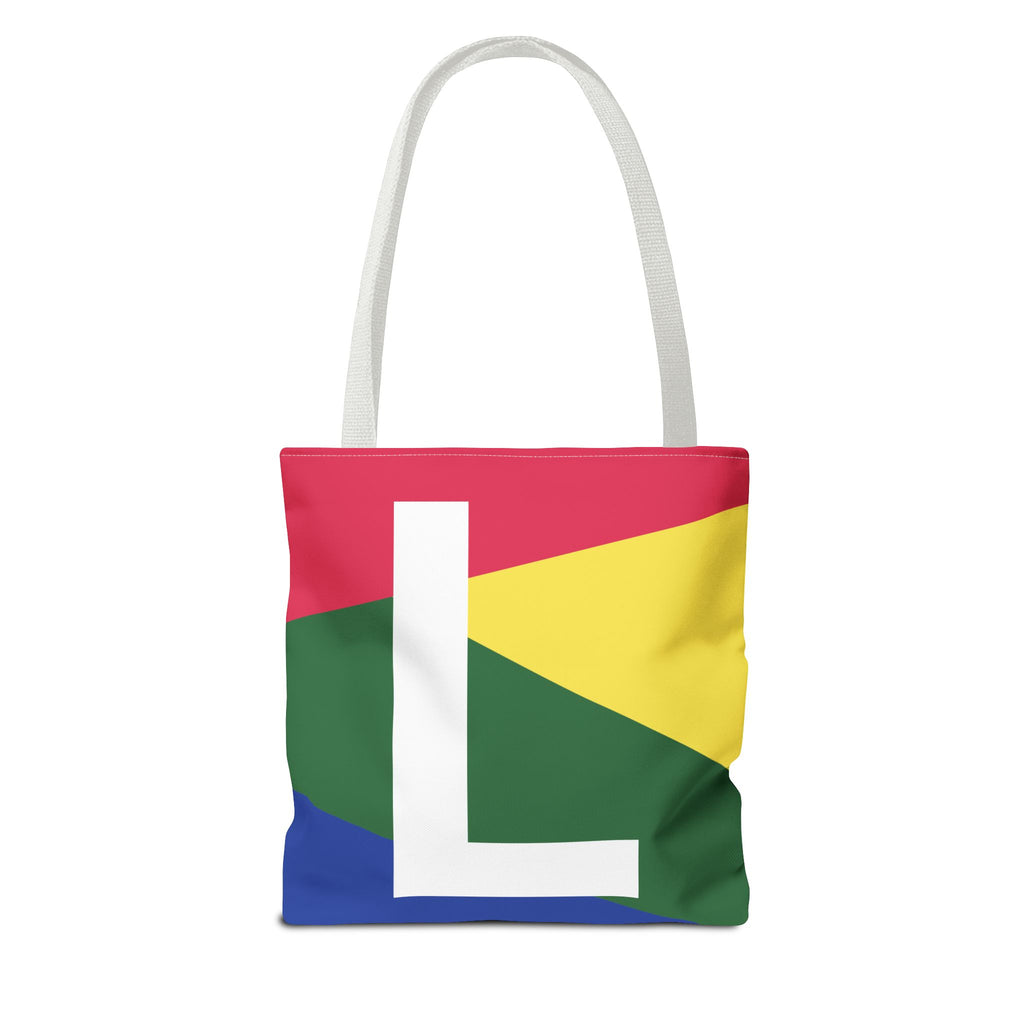 Monogram 'L' Colorblock Tote Bag — Personalized Initial L Shoulder Tote