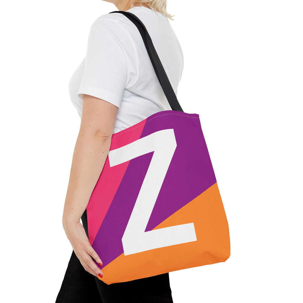 Monogram 'Z' Colorblock Tote Bag — Personalized Initial Z Shoulder Tote