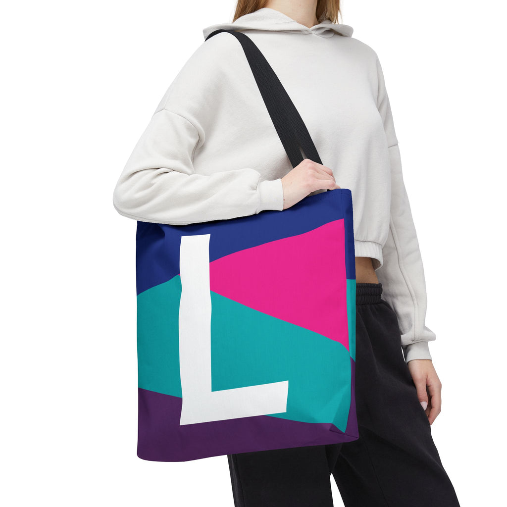 Monogram 'L' Colorblock Tote Bag — Personalized Initial L Shoulder Tote