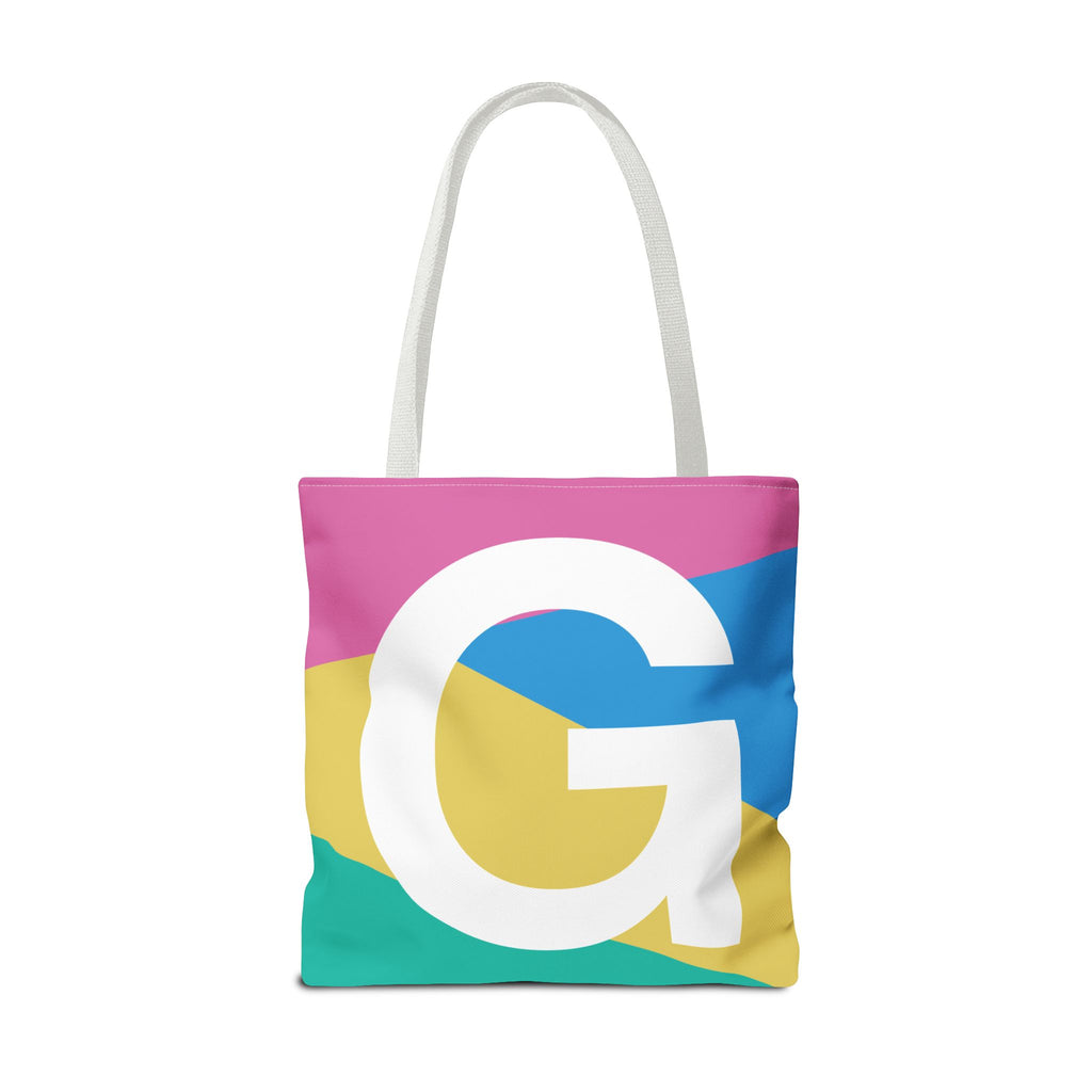Monogram 'G' Colorblock Tote Bag — Personalized Initial G Shoulder Tote