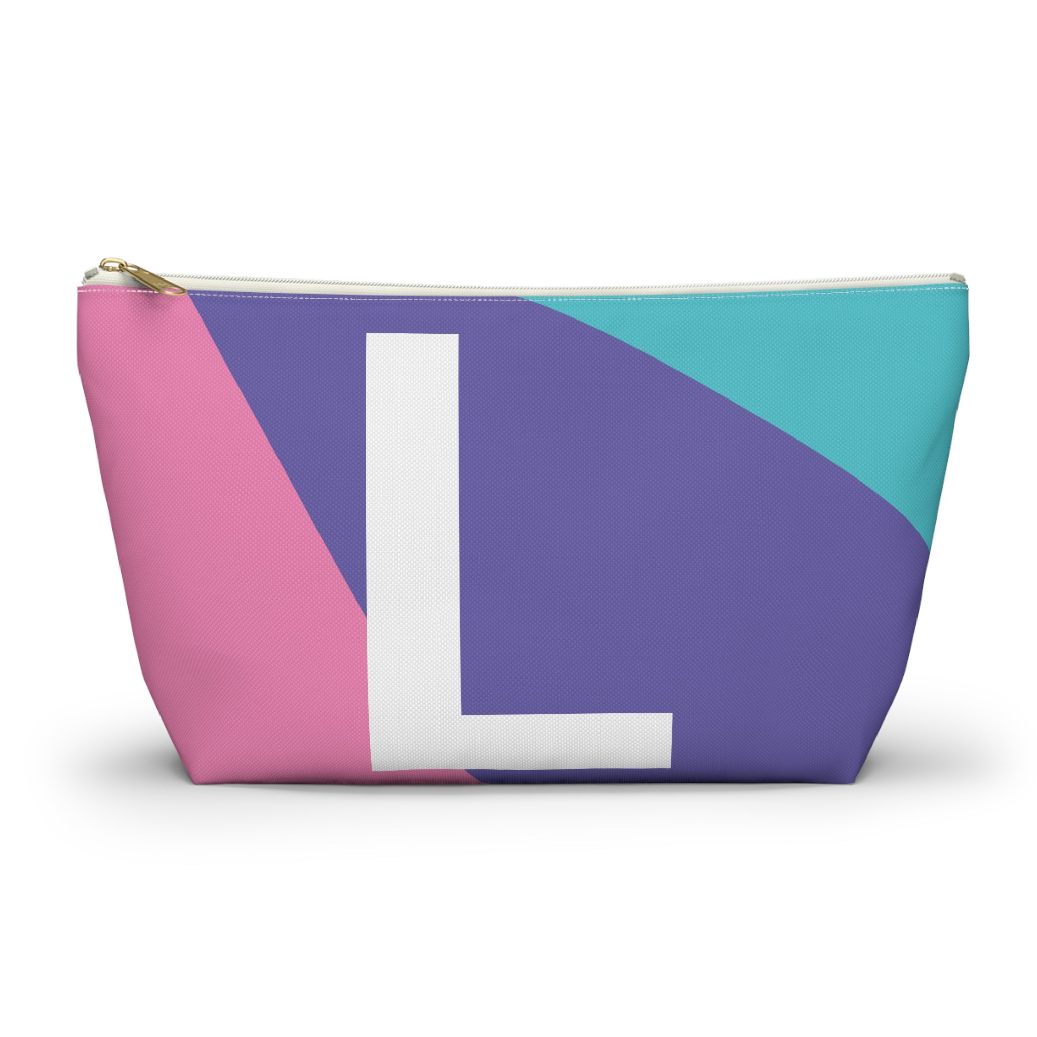 Initials Colorblock Accessory Pouch — Monogram L T-Bottom Cosmetic Bag