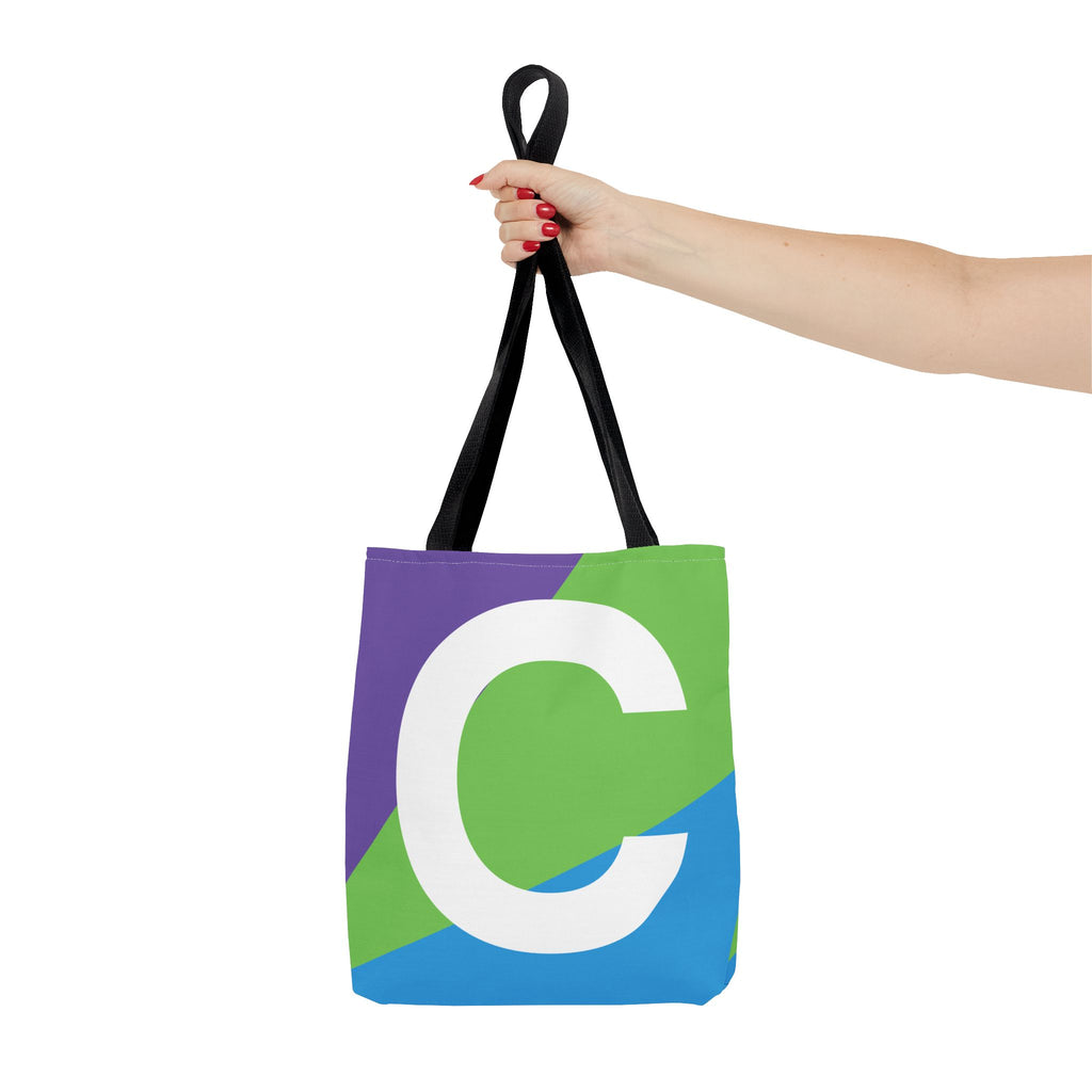 Monogram 'C' Colorblock Tote Bag — Personalized Initial C Shoulder Tote
