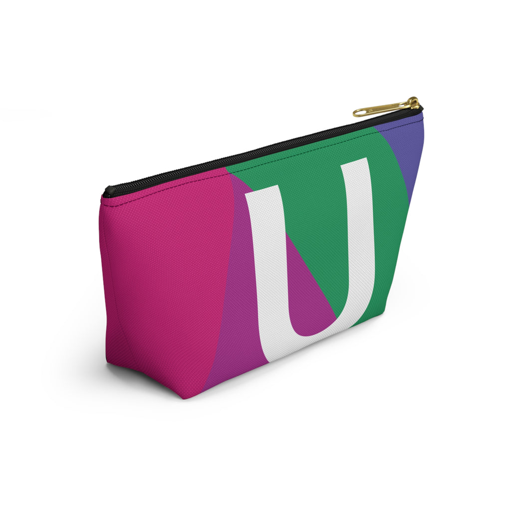 Initials Colorblock Accessory Pouch — Monogram U T-Bottom Cosmetic Bag
