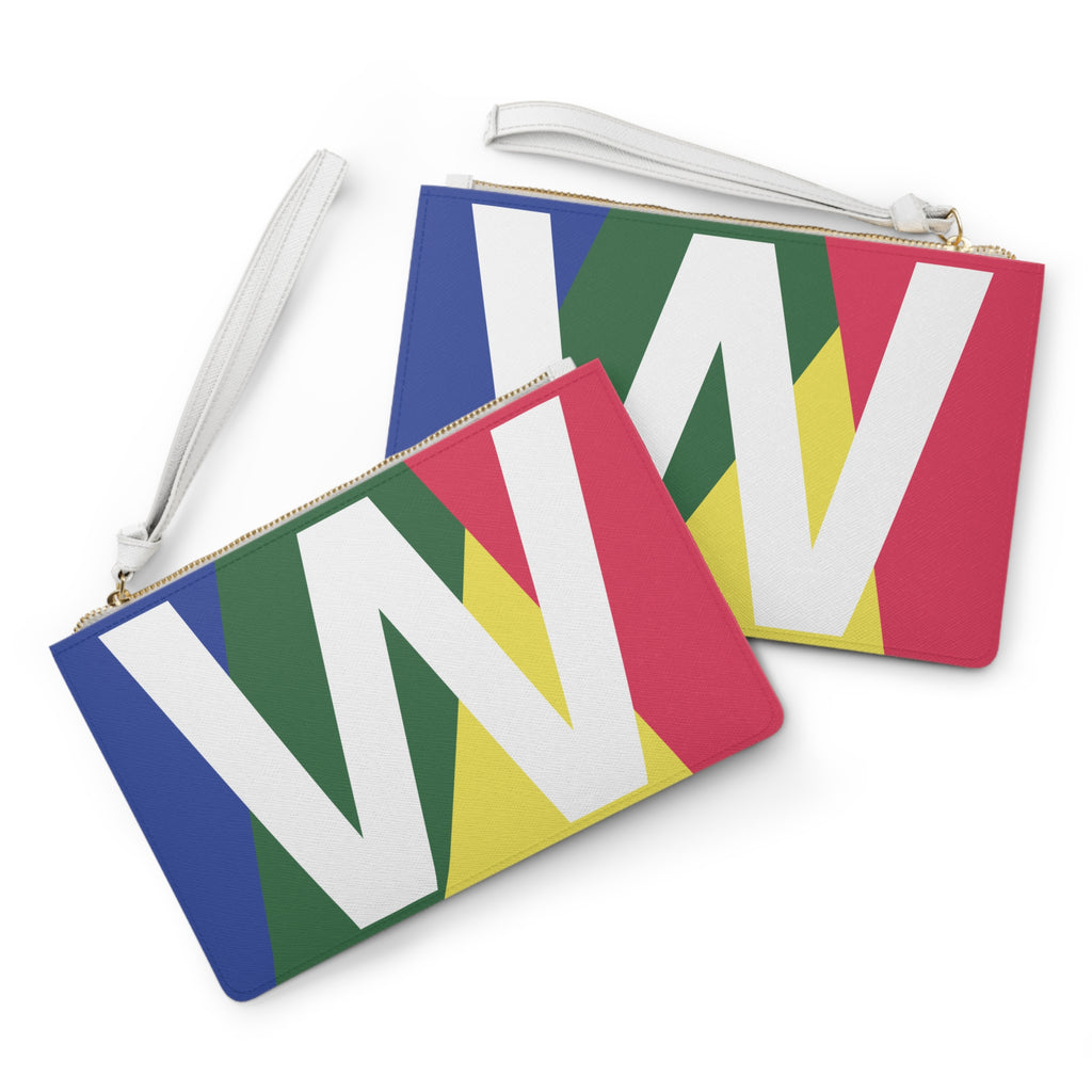 Monogram 'W' Colorblock Clutch Bag — Bold Geometric Wristlet for Everyday & Gifts