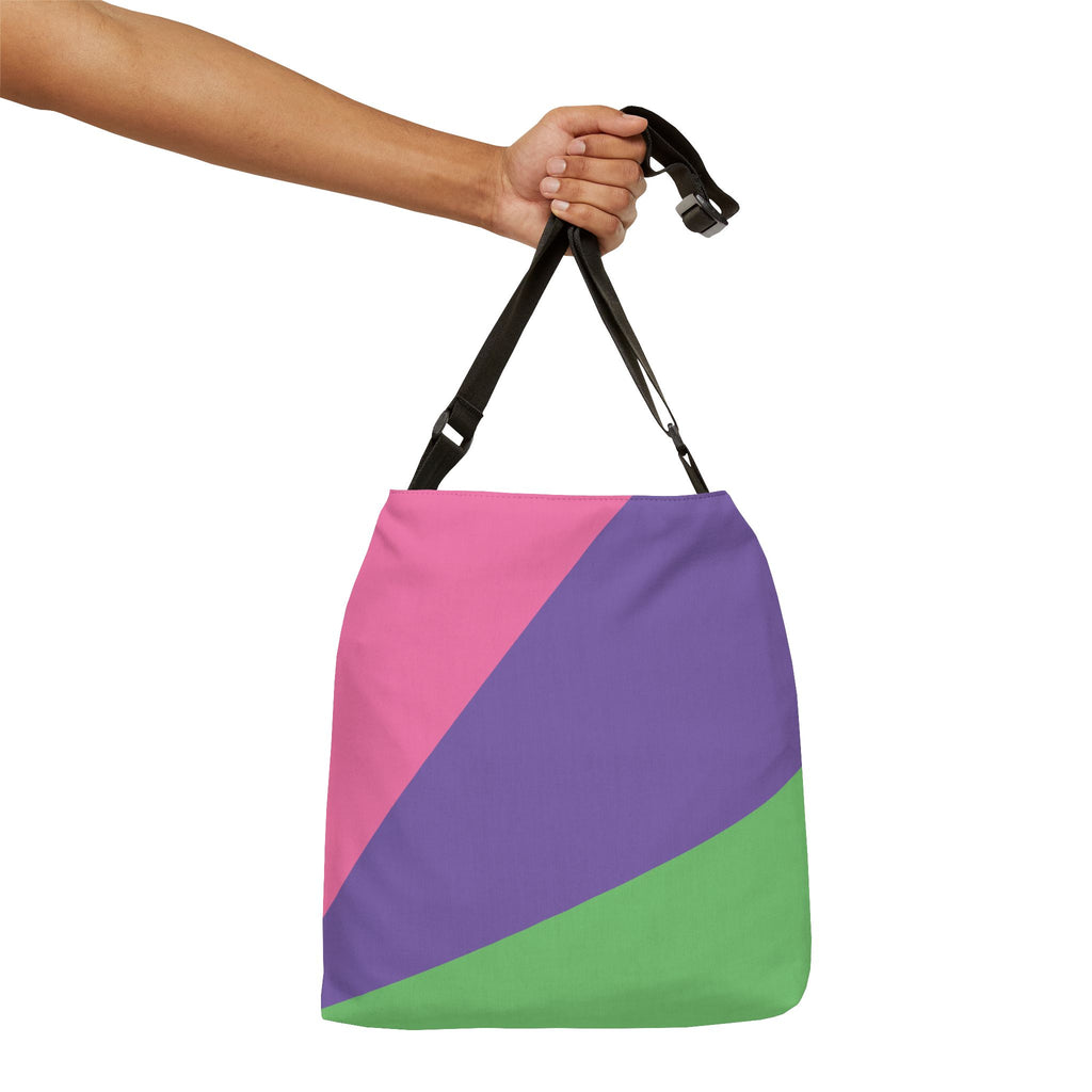 Colorblock Geometric Tote Bag — Adjustable Strap, Bright Abstract Pattern