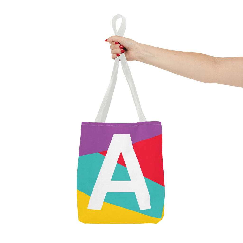 Monogram 'A' Colorblock Tote Bag — Personalized Initial A Shoulder Tote
