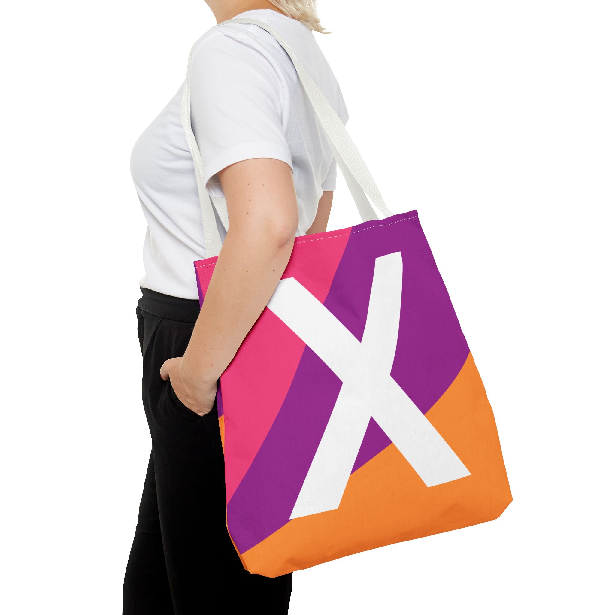 Monogram 'X' Colorblock Tote Bag — Personalized Initial X Shoulder Tote
