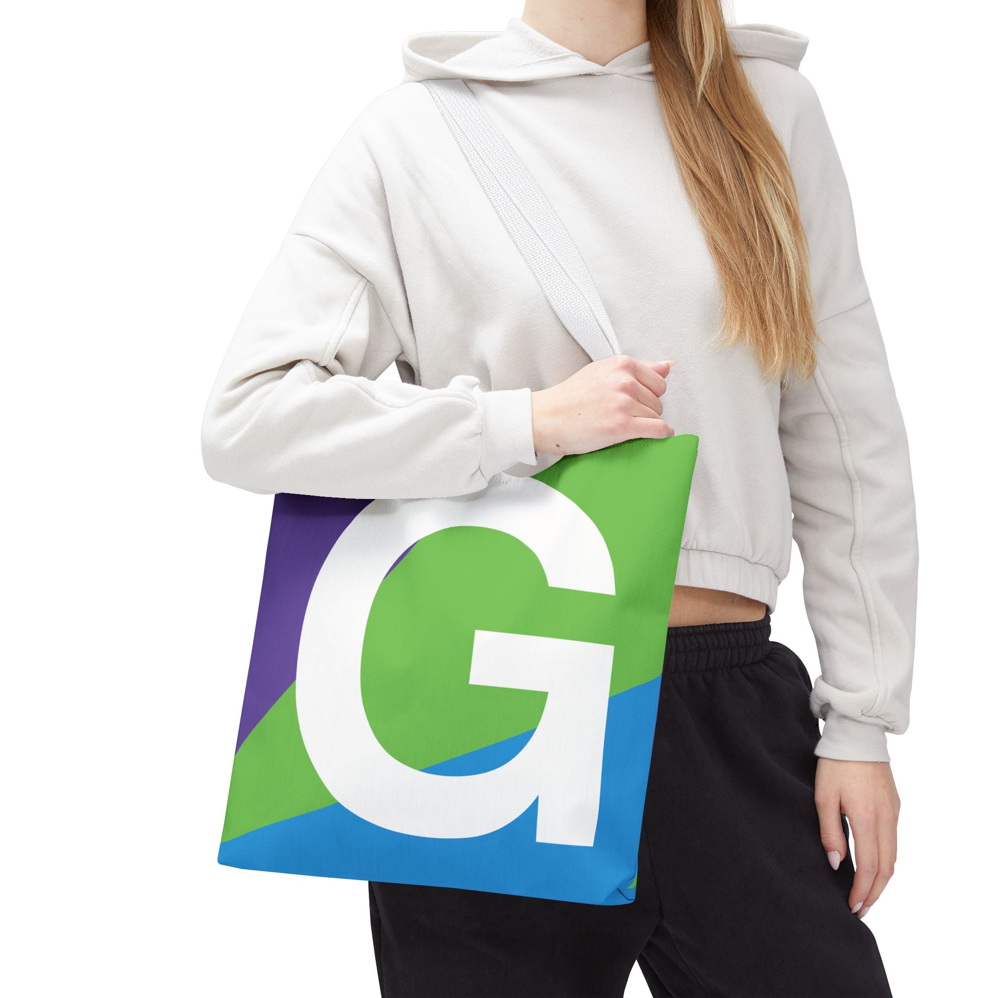 Monogram 'G' Colorblock Tote Bag — Personalized Initial G Shoulder Tote