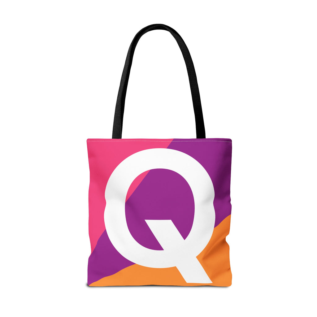 Monogram 'Q' Colorblock Tote Bag — Personalized Initial Q Shoulder Tote