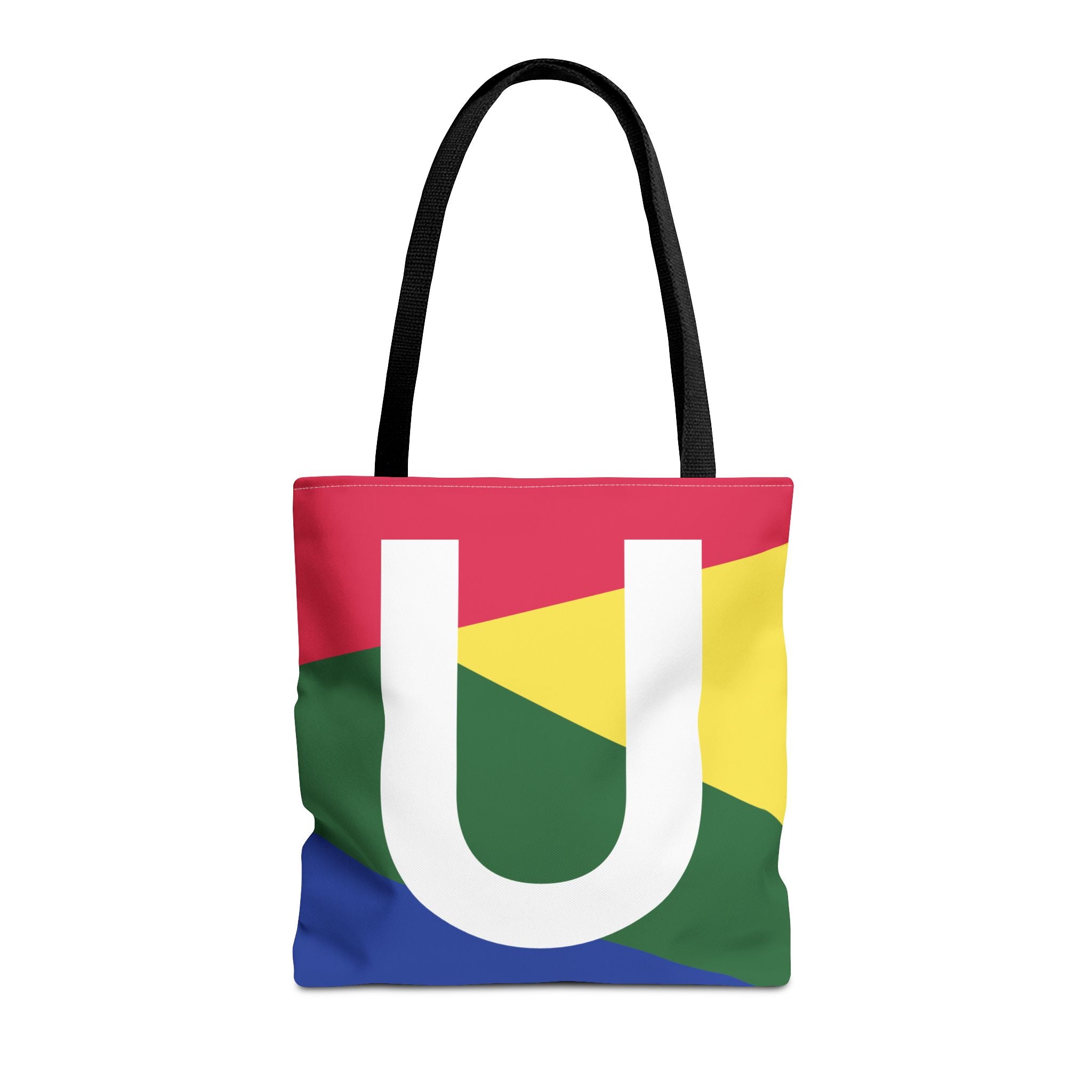 Monogram 'U' Colorblock Tote Bag — Personalized Initial U Shoulder Tote