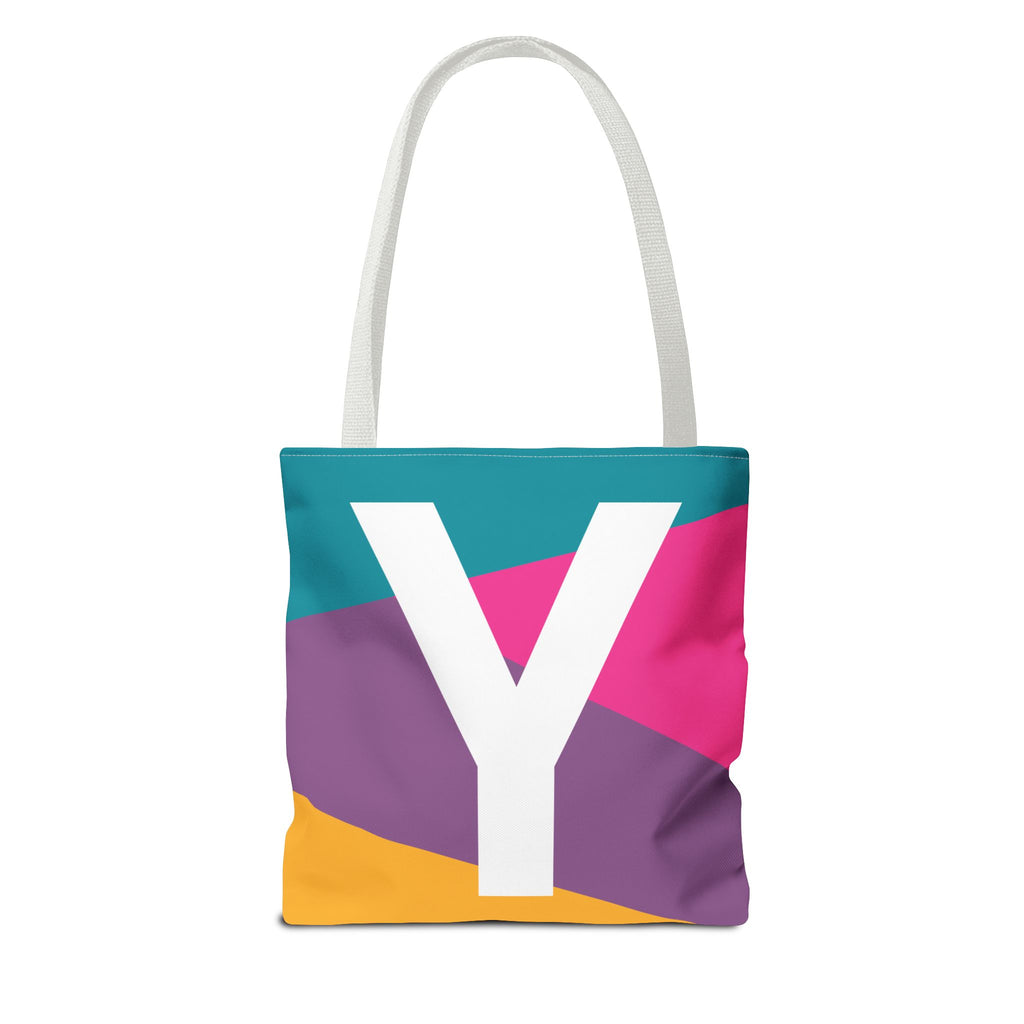 Monogram 'Y' Colorblock Tote Bag — Personalized Initial Y Shoulder Tote