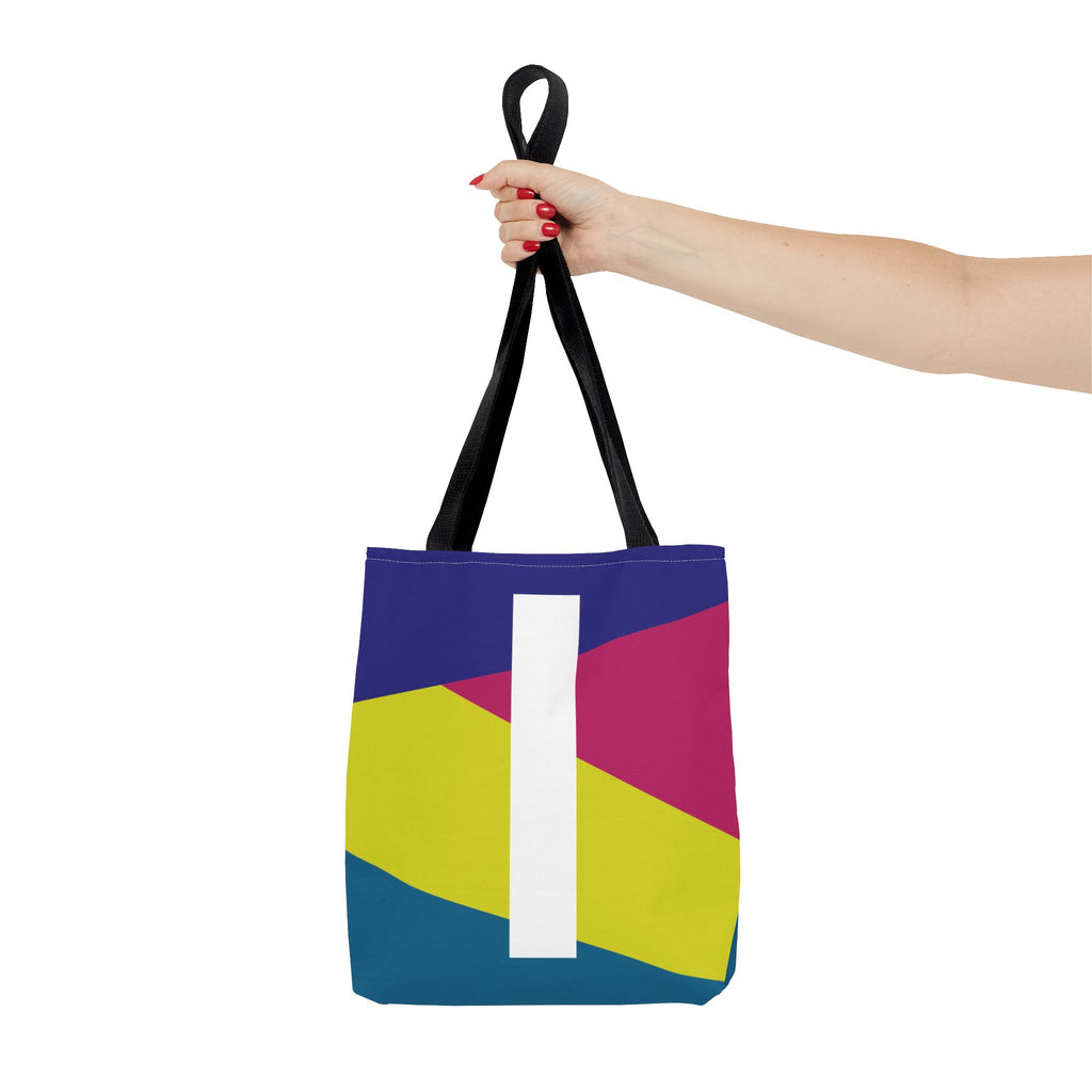 Monogram 'I' Colorblock Tote Bag — Personalized Initial I Shoulder Tote