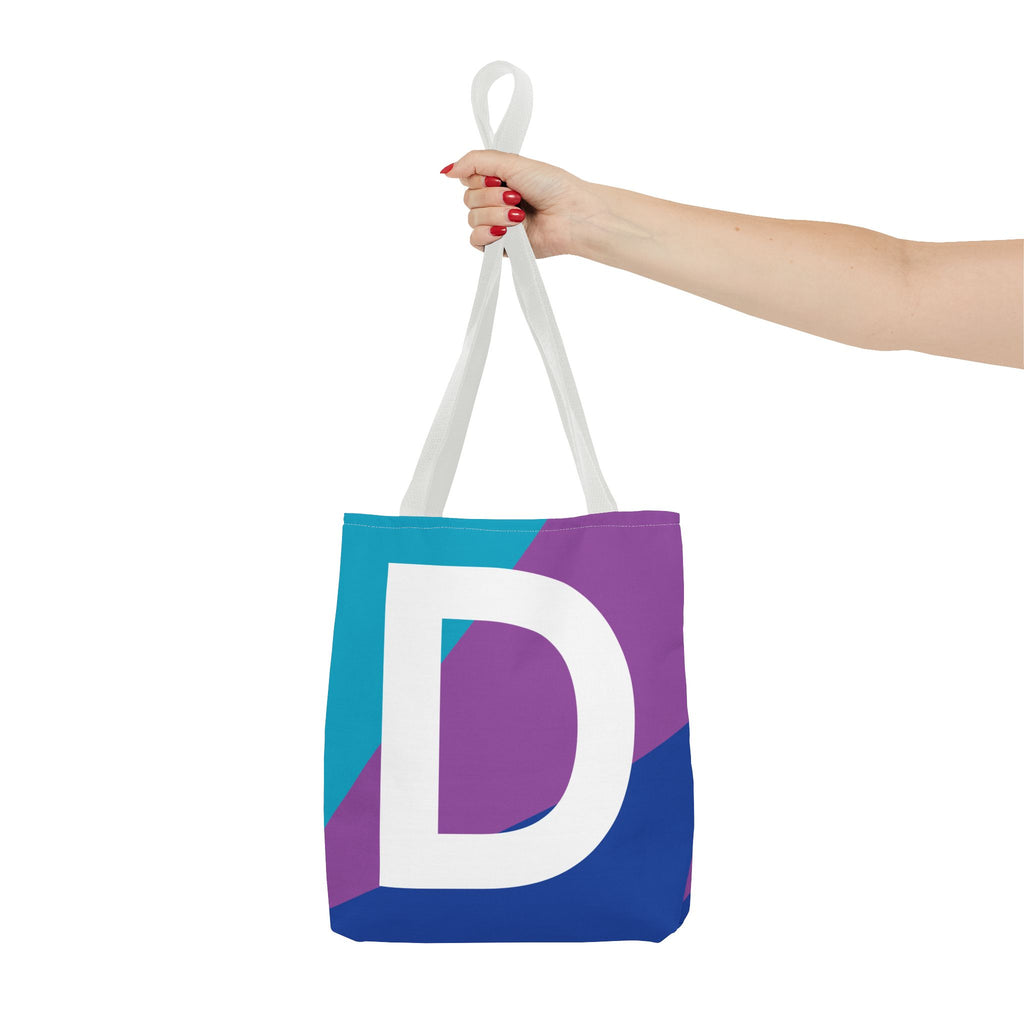 Monogram 'D' Colorblock Tote Bag — Personalized Initial D Shoulder Tote