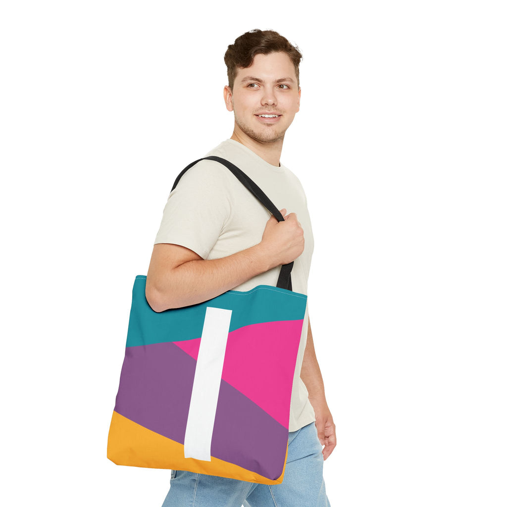 Monogram 'I' Colorblock Tote Bag — Personalized Initial I Shoulder Tote